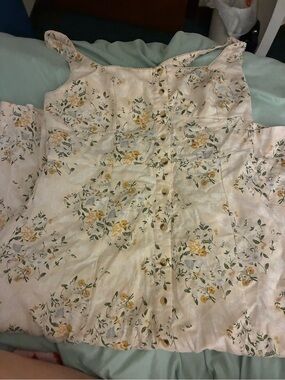 Floral Button-Front Cream Yellow Women's Sundress